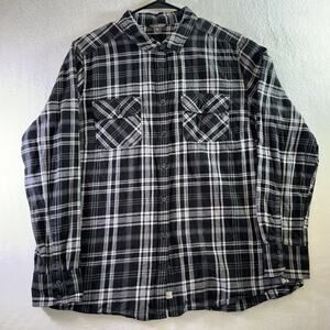 Eddie Bauer Women XL Black White Plaid Flannel Long Sleeve Button- Up Shirt Top